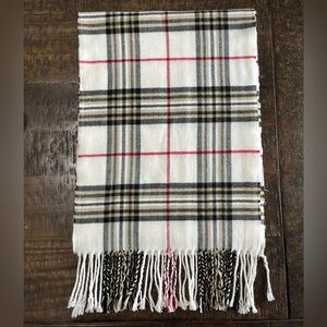100% Cashmere Plaid Scarf with Fringe
